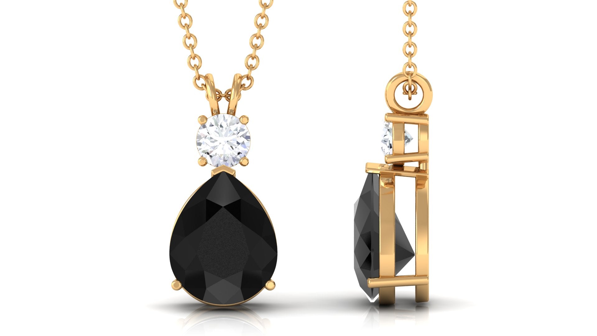 Pear Cut Created Black Diamond Drop Pendant with Moissanite Lab Created Black Diamond - ( AAAA ) - Quality - Rosec Jewels