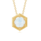 1/2 CT Moonstone Solitaire and Gold Hexagon Pendant Necklace Moonstone - ( AAA ) - Quality - Rosec Jewels