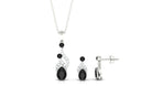 Black Spinel and Diamond Bridal Dangle Jewelry Set Black Spinel - ( AAA ) - Quality - Rosec Jewels