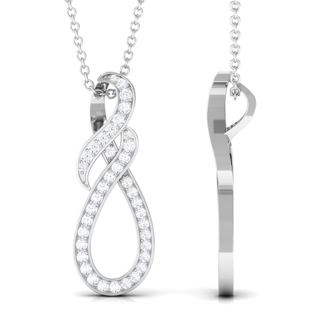 1/2 CT Diamond Infinity Dangle Pendant Necklace in Gold Diamond - ( HI-SI ) - Color and Clarity - Rosec Jewels