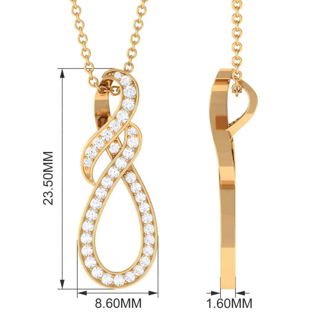 1/2 CT Diamond Infinity Dangle Pendant Necklace in Gold Diamond - ( HI-SI ) - Color and Clarity - Rosec Jewels