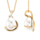 Designer Freshwater Pearl and Diamond Teardrop Pendant Freshwater Pearl - ( AAA ) - Quality - Rosec Jewels