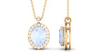 Oval Shaped Moonstone Pendant Necklace With Diamond Halo Moonstone - ( AAA ) - Quality - Rosec Jewels