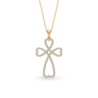 Open Cross Heart Pendant Necklace with Moissanite Moissanite - ( D-VS1 ) - Color and Clarity - Rosec Jewels