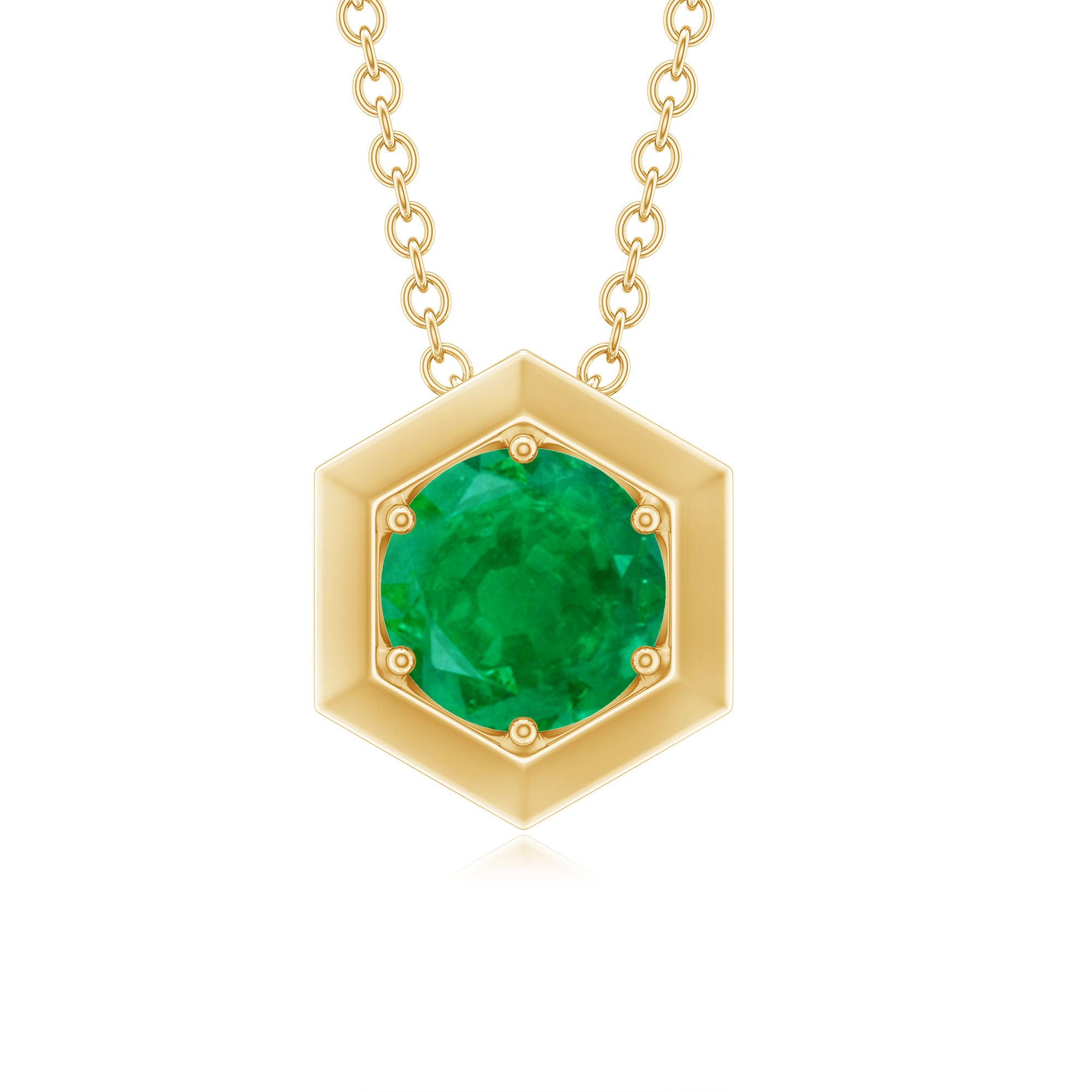 0.75 CT Antique Emerald Solitaire Pendant in 6 Prong Setting Emerald - ( AAA ) - Quality - Rosec Jewels