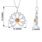 Lotus Flower Pendant with Bezel Set Citrine Solitaire Citrine - ( AAA ) - Quality - Rosec Jewels