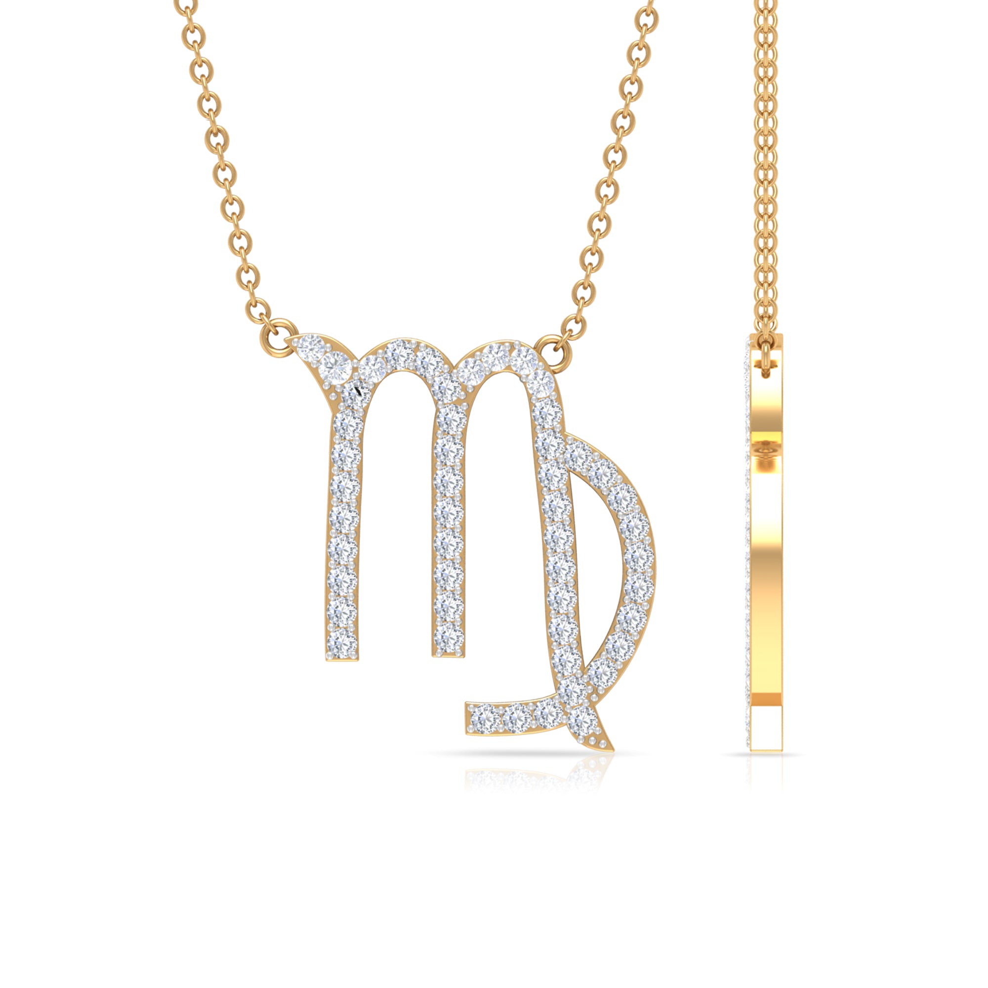 Cubic Zirconia Virgo Zodiac Necklace Zircon - ( AAAA ) - Quality - Rosec Jewels