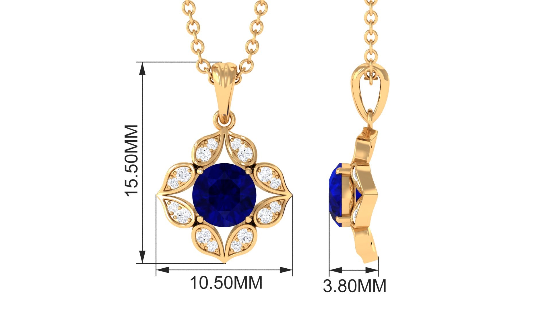 Antique Style Natural Blue Sapphire Bridal Pendant with Diamond Blue Sapphire - ( AAA ) - Quality - Rosec Jewels