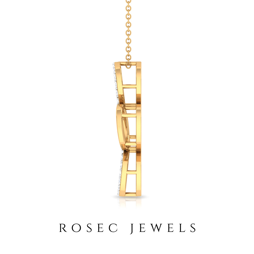 Diamond Contemporary Pendant Necklace in Two Tone Gold Diamond - ( HI-SI ) - Color and Clarity - Rosec Jewels