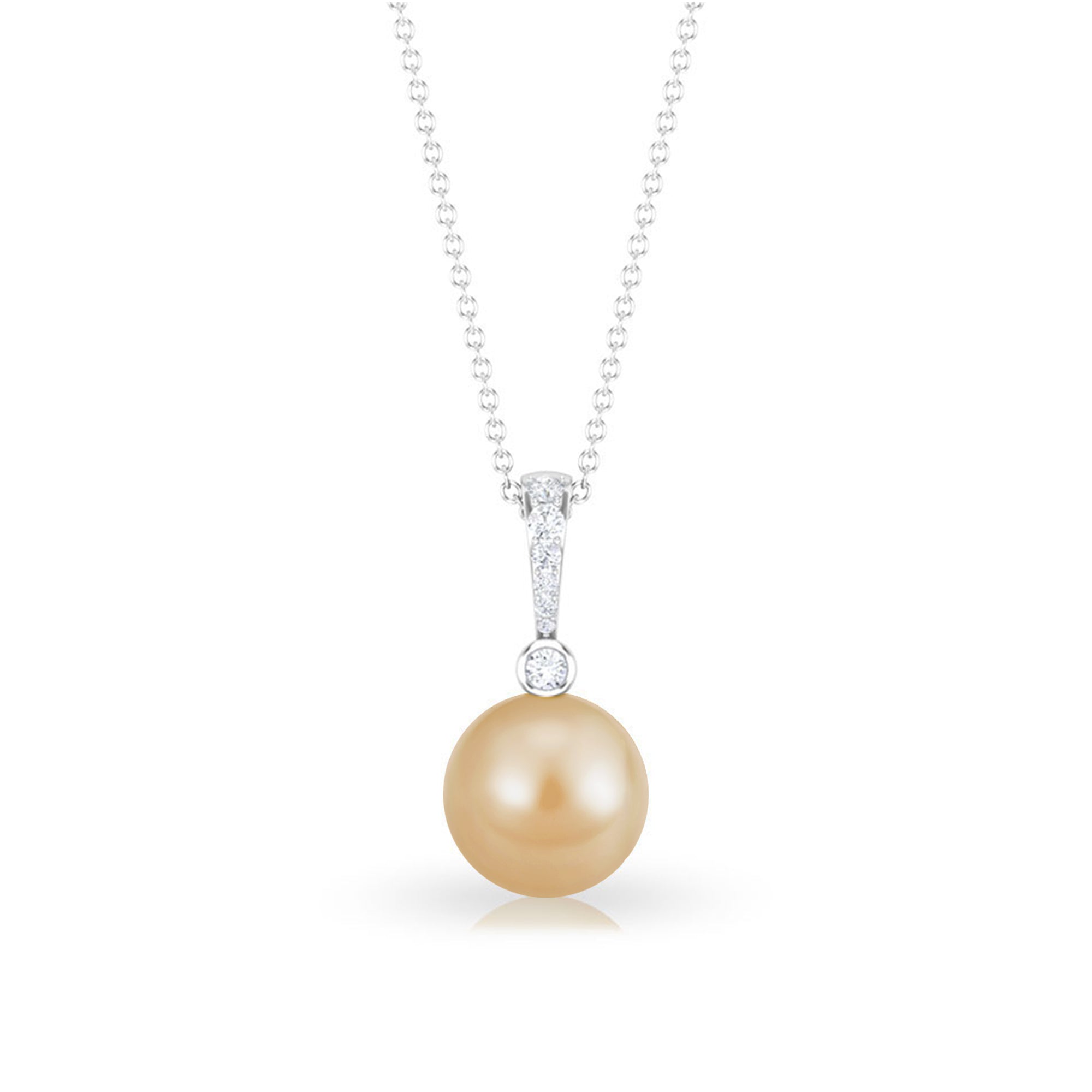 Round South Sea Pearl Drop Pendant with Diamond Accent Bail South Sea Pearl - ( AAA ) - Quality - Rosec Jewels