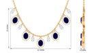 Oval Cut Blue Sapphire and Diamond Bridal Station Chain Necklace Blue Sapphire - ( AAA ) - Quality - Rosec Jewels