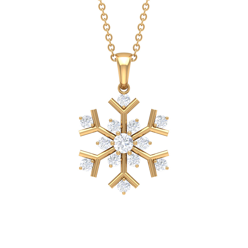 Minimal Diamond Snowflake Pendant Diamond - ( HI-SI ) - Color and Clarity - Rosec Jewels