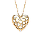 Heart Shaped Openwork Pendant with Round Diamond in Gold Diamond - ( HI-SI ) - Color and Clarity - Rosec Jewels