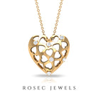 Heart Shaped Openwork Pendant with Round Diamond in Gold Diamond - ( HI-SI ) - Color and Clarity - Rosec Jewels