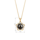 Real Tahitian Pearl and Diamond Star Pendant Necklace Tahitian pearl - ( AAA ) - Quality - Rosec Jewels