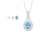 Bridal Aquamarine Jewelry Set with Moissanite Aquamarine - ( AAA ) - Quality - Rosec Jewels