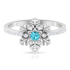 0.25 CT Swiss Blue Topaz and Diamond Snowflake Ring in Prong Setting Swiss Blue Topaz - ( AAA ) - Quality - Rosec Jewels