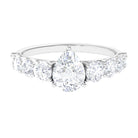 3 CT Pear Cut Moissanite Solitaire Engagement Ring with Side Stones Moissanite - ( D-VS1 ) - Color and Clarity - Rosec Jewels