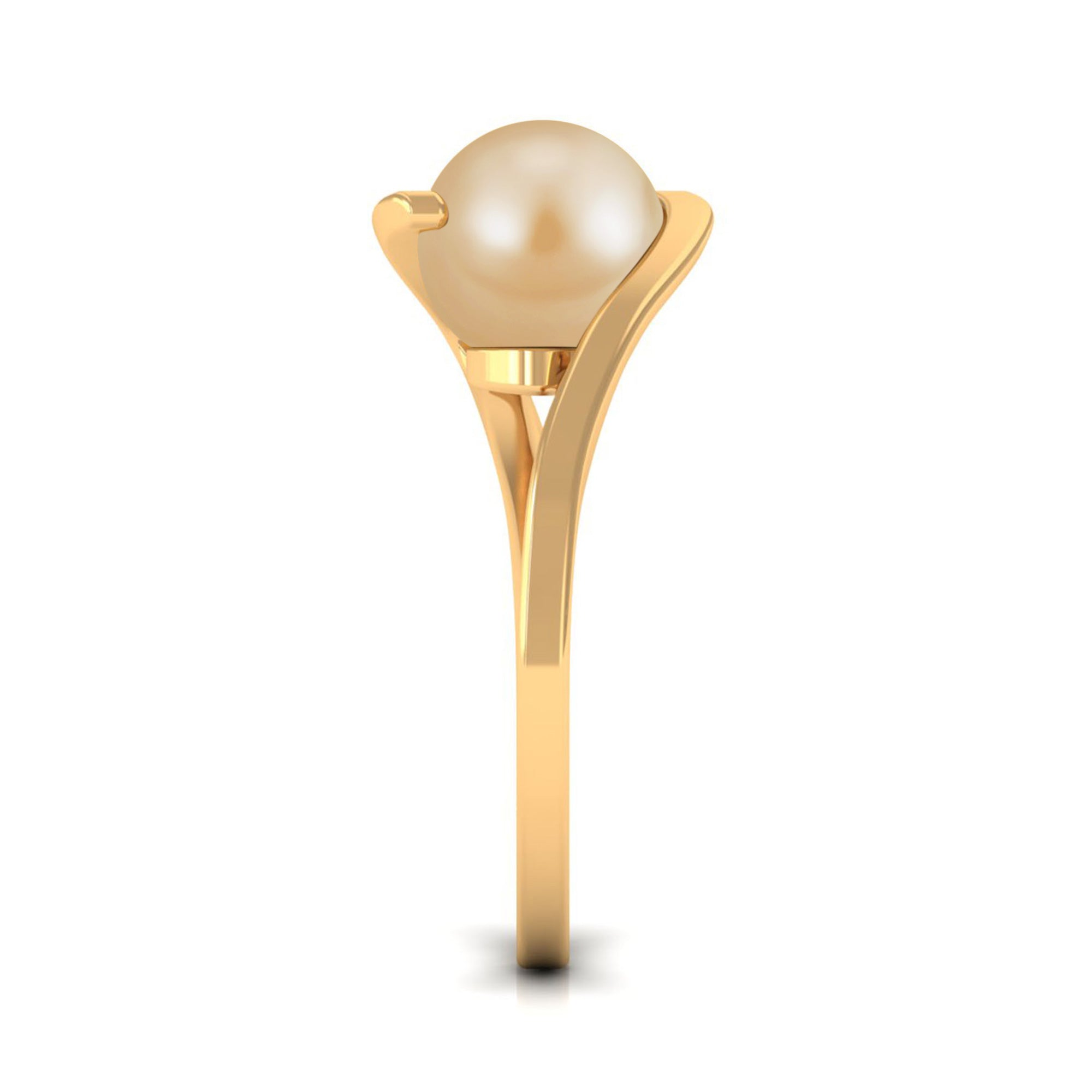 5 CT Solitaire South Sea Pearl Bypass Engagement Ring in Gold South Sea Pearl - ( AAA ) - Quality - Rosec Jewels