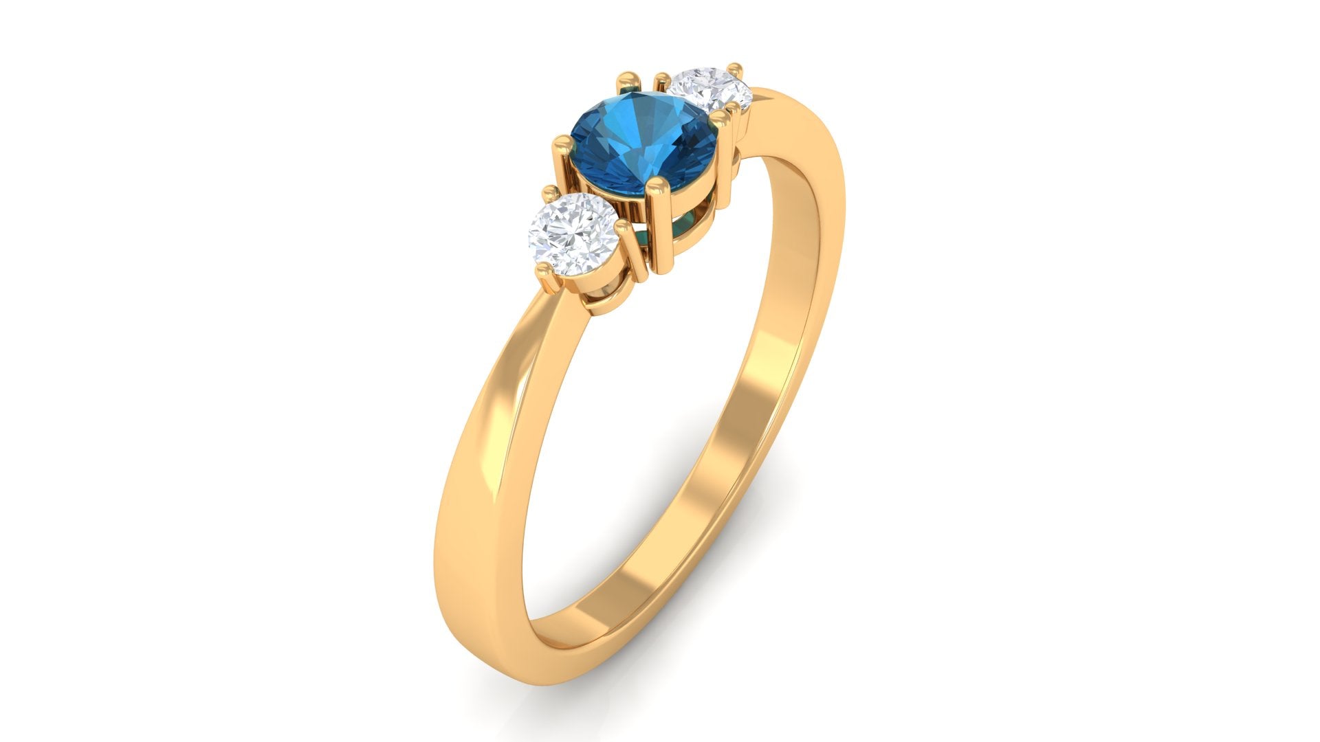 1/2 CT London Blue Topaz Promise Ring with Diamond London Blue Topaz - ( AAA ) - Quality - Rosec Jewels