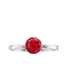 Round Lab-Created Ruby Solitaire Ring in Lotus Basket Setting Lab Created Ruby - ( AAAA ) - Quality - Rosec Jewels