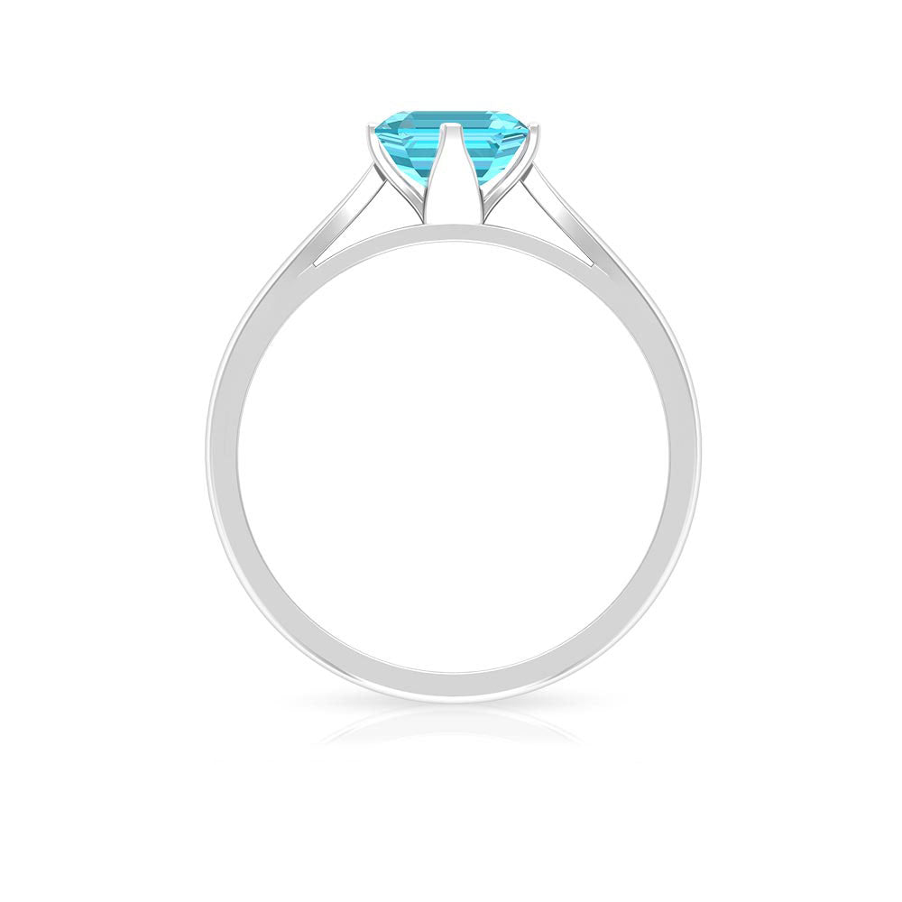 Stunning Asscher Cut Swiss Blue Topaz Solitaire Ring Swiss Blue Topaz - ( AAA ) - Quality - Rosec Jewels