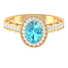 2 CT Vintage Engagement Ring with Swiss Blue Topaz and Diamond Swiss Blue Topaz - ( AAA ) - Quality - Rosec Jewels