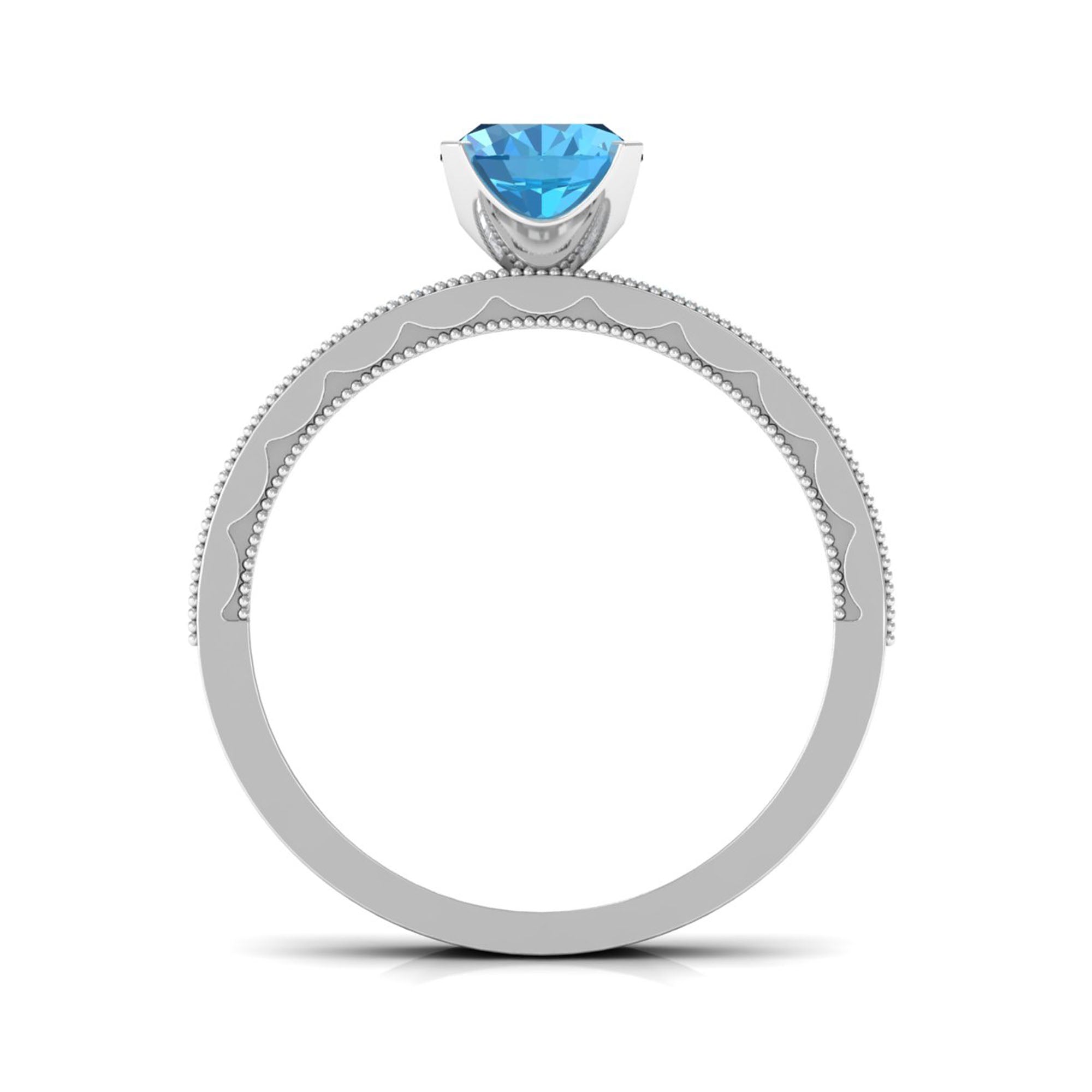 Classic Solitaire Ring with 1.75 CT Swiss Blue Topaz and Moissanite Swiss Blue Topaz - ( AAA ) - Quality - Rosec Jewels