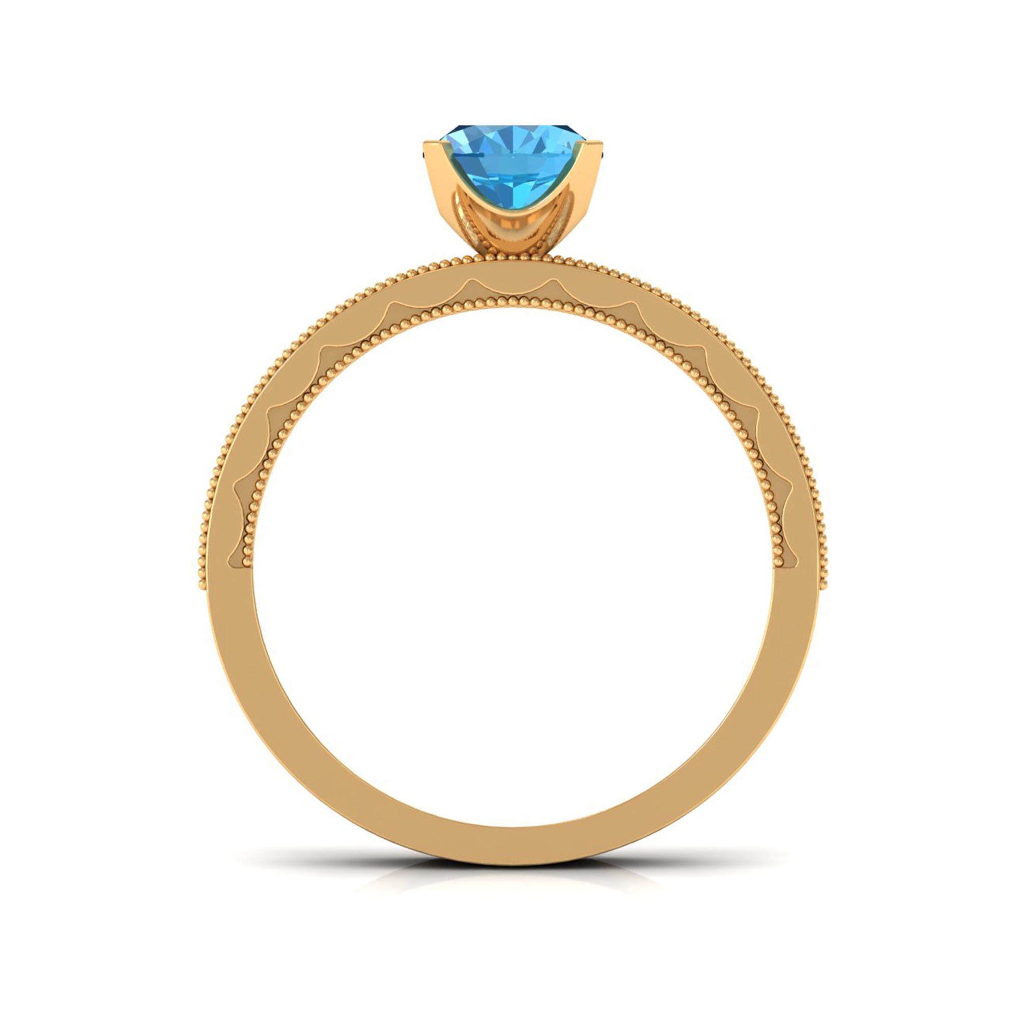 Classic Solitaire Ring with 1.75 CT Swiss Blue Topaz and Moissanite Swiss Blue Topaz - ( AAA ) - Quality - Rosec Jewels