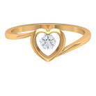 Gold Heart Bypass Ring with Diamond Cluster Diamond - ( HI-SI ) - Color and Clarity - Rosec Jewels