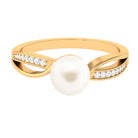 3 CT Freshwater Pearl Solitaire Ring with Diamond Infinity Shank Freshwater Pearl - ( AAA ) - Quality - Rosec Jewels