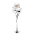 3 CT Freshwater Pearl and Diamond Bypass Engagement Ring Freshwater Pearl - ( AAA ) - Quality - Rosec Jewels