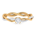 0.50 CT Solitaire Zircon Braided Gold Engagement Ring Zircon - ( AAAA ) - Quality - Rosec Jewels