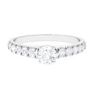 1 CT Round Cubic Zirconia Side Stone Engagement Ring Zircon - ( AAAA ) - Quality - Rosec Jewels