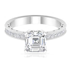 Asscher Cut Zircon Solitaire Engagement Ring Zircon - ( AAAA ) - Quality - Rosec Jewels