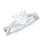 Zircon Crossover Solitaire Engagement Ring Zircon - ( AAAA ) - Quality - Rosec Jewels