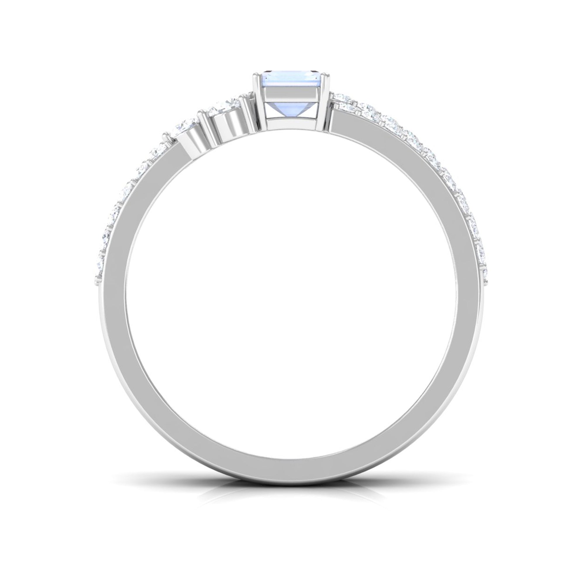 Stackable Ring Set with Moonstone and Diamond Moonstone - ( AAA ) - Quality - Rosec Jewels