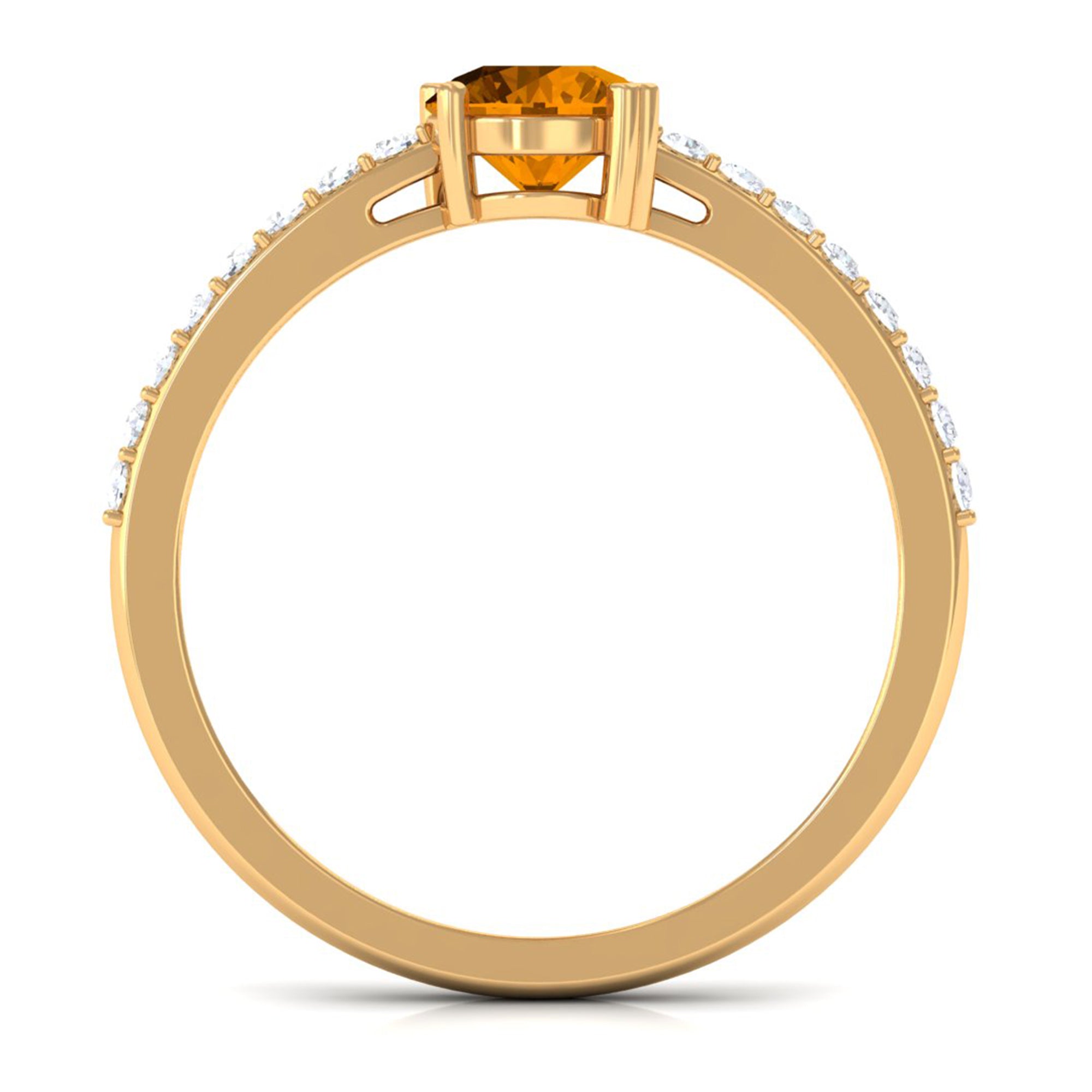 1 CT Citrine Solitaire Promise Ring with Diamond Side Stones Citrine - ( AAA ) - Quality - Rosec Jewels