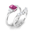 1.25 CT Natural Pink Tourmaline Solitaire Ring Set with Moissanite Pink Tourmaline - ( AAA ) - Quality - Rosec Jewels