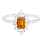 1.75 CT Vintage Inspired Citrine Ring with Moissanite Halo Citrine - ( AAA ) - Quality - Rosec Jewels