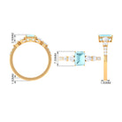 Classic Emerald Cut Sky Blue Topaz Solitaire Engagement Ring with Moissanite Sky Blue Topaz - ( AAA ) - Quality - Rosec Jewels