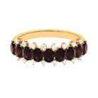 1.75 Ct Garnet Oval Half Eternity Band with Diamond Garnet - ( AAA ) - Quality - Rosec Jewels