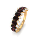 1.75 Ct Garnet Oval Half Eternity Band with Diamond Garnet - ( AAA ) - Quality - Rosec Jewels