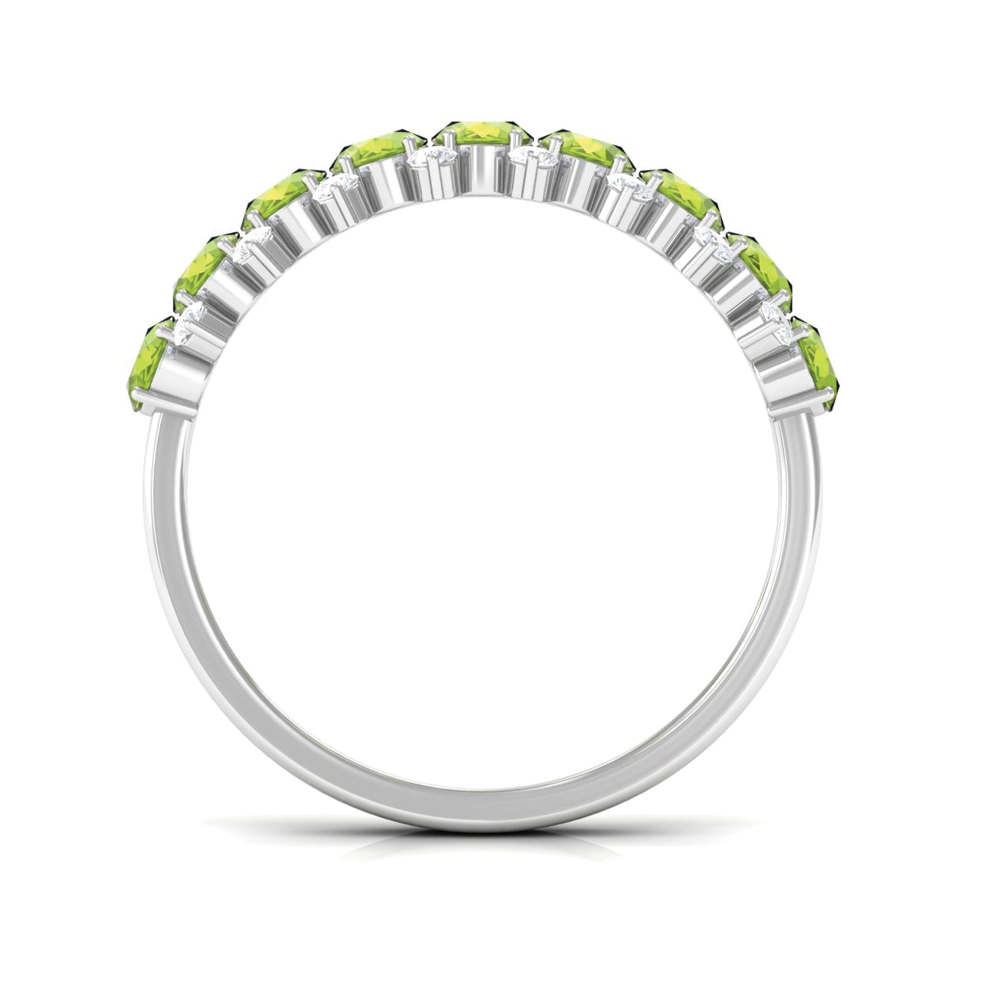 2.25 CT Oval Cut Peridot Half Eternity Ring with Diamond Stones Peridot - ( AAA ) - Quality - Rosec Jewels