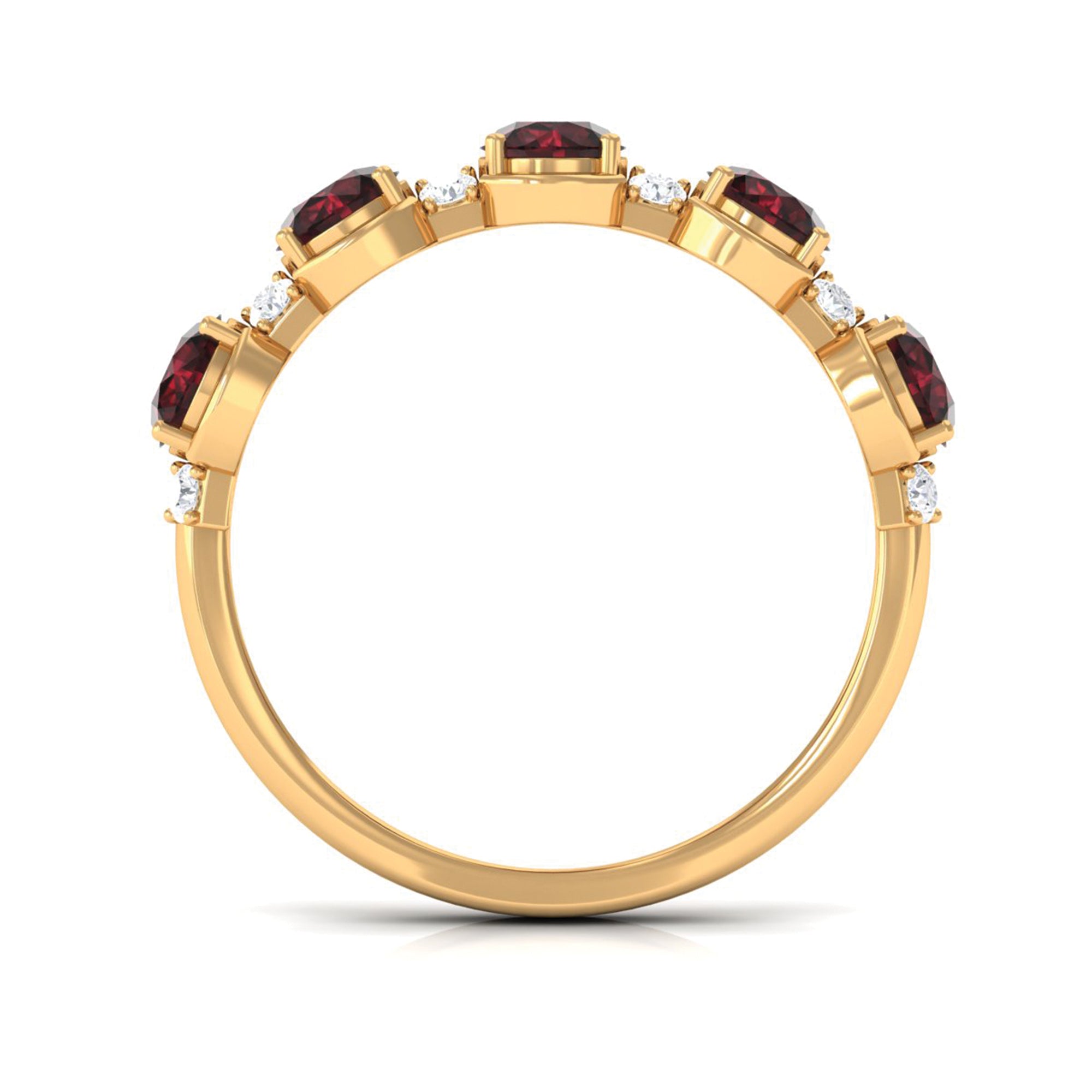 2 Carat Round Garnet Half Eternity Band with Diamond Garnet - ( AAA ) - Quality - Rosec Jewels