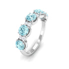 1.5 Carat Round Aquamarine Half Eternity Band with Diamond Aquamarine - ( AAA ) - Quality - Rosec Jewels