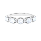 2 CT Genuine Moonstone and Diamond Half Eternity Ring Moonstone - ( AAA ) - Quality - Rosec Jewels