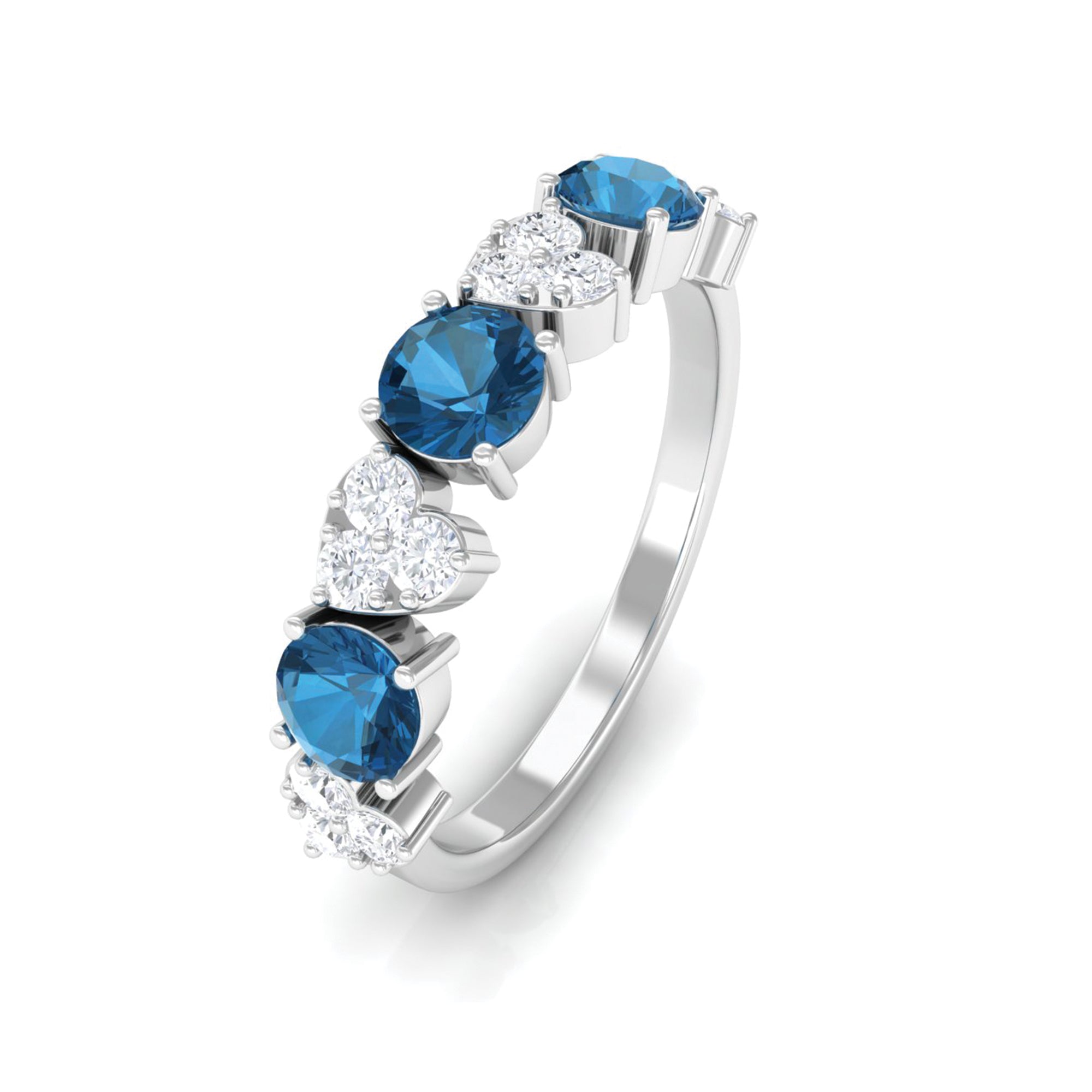 1.25 CT Alternate London Blue Topaz and Diamond Half Eternity Ring London Blue Topaz - ( AAA ) - Quality - Rosec Jewels