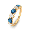 1.25 CT Alternate London Blue Topaz and Diamond Half Eternity Ring London Blue Topaz - ( AAA ) - Quality - Rosec Jewels