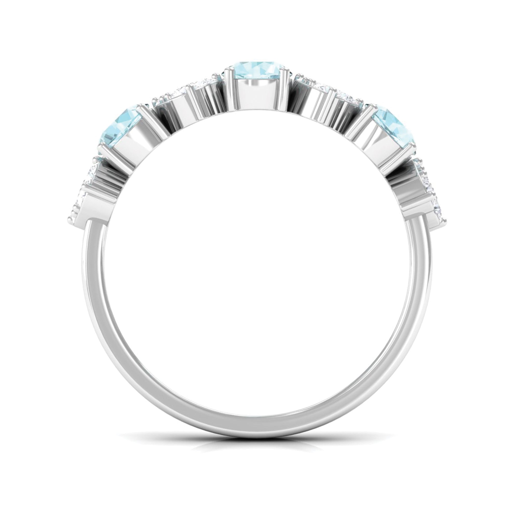 1.25 CT Alternate Sky Blue Topaz and Diamond Half Eternity Ring Sky Blue Topaz - ( AAA ) - Quality - Rosec Jewels